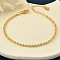 Rack Plating Brass Round Beaded Bracelets for Women, Cadmium Free & Lead Free, 901 Stainless Steel Clasp, Long-Lasting Plated, with Glitter Powder, Real 18K Gold Plated, 6-1/4 inch(16cm)