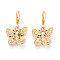 Brass Micro Pave Cubic Zirconia European Dangle Charms, Butterfly, Large Hole Pendants, Cadmium Free & Lead Free, Real 18K Gold Plated, 26mm, Hole: 4.5mm