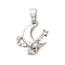 Brass Micro Pave Cubic Zirconia Pendants, Cadmium Free & Nickel Free & Lead Free, with Resin, Moon & Star, Platinum, 25x17x6mm, Hole: 6x4mm