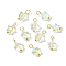 Glass Pendant, with Brass Findings, Star, Golden, Clear AB, 14mm, Hole: 2.5mm, 10pcs/set