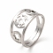 Non-Tarnish 304 Stainless Steel Star of David Adjustable Ring for Women, Stainless Steel Color, US Size 6 1/4(16.7mm)