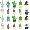 30Pcs 10 Styles Alloy Pendants, with Enamel, Light Gold, Cactus, Green, 22~28.5x10~17x1~2mm, Hole: 2mm, 3pcs/style