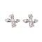 Brass Pave Clear Glass Connector Charms, Bowknot Links, Cadmium Free & Nickel Free & Lead Free, Real Platinum Plated, 12x15.5x5.5mm, Hole: 1.2mm