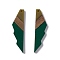 Opaque Resin & Walnut Wood Big Pendants, Jagged Shape Charms, Dark Green, 53x14x3mm, Hole: 2mm