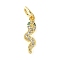 Snake Brass Micro Pave Cubic Zirconia Pendants, with Jump Ring, Long-Lasting Plated, Cadmium Free & Lead Free, Rack Plating, Real 18K Gold Plated, 13x4.5x2mm
