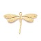 Ion Plating(IP) 304 Stainless Steel Pendant Rhinestone Settings, Dragonfly, Real 18K Gold Plated, Fit For 1.2mm Rhinestone, 34.5x50x2mm, Hole: 3mm