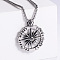 Fashionable Hip-hop Style Stainless Steel Sun Compass Pendant Necklaces Men's Jewelry, Stainless Steel Color