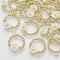 Alloy Enamel Pendants, with Acrylic and Crystal Rhinestone, Round Ring with Flower, Light Gold, Colorful, 22~23x18.5x5mm, Hole: 1.6mm