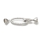 Brass Micro Pave Clear Cubic Zirconia Fold Over Clasps, Cadmium Free & Nickel Free & Lead Free, Oval, Platinum, 51mm