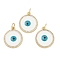 Brass Micro Pave Cubic Zirconia Pendants, Evil Eye Charms, with Enamel, Long-Lasting Plated, Rack Plating, Lead Free & Cadmium Free, with Jump Ring, Real 18K Gold Plated, 17.5x15x2mm, Hole: 3.5mm