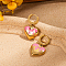 201 Stainless Steel Enamel Heart Hoop Earrings, Golden, 35x20mm