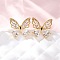 Brass Micro Pave Clear Cubic Zirconia Stud Earrings, Butterfly, Cadmium Free & Lead Free, Rack Plating, Long-Lasting Plated, Golden, 17x18.5mm
