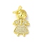 Rack Plating Brass Micro Pave CLear Cubic Zirconia Pendants, Real 18K Gold Plated, Long-Lasting Plated, Cadmium Free & Lead Free, Human, 29x15.5x2mm, Hole: 2mm