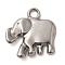 304 Stainless Steel Pendants, Elephant Charm, Stainless Steel Color, 18.5x18.5x2.5mm, Hole: 2.5mm
