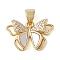 Brass Micro Pave Clear Cubic Zirconia Pendants, Cadmium Free & Lead Free, with Shell, Butterfly, Real 18K Gold Plated, 11.5x18.5x3.5mm, Hole: 4mm