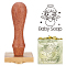 Brass Wax Seal Stamp Head & Pearwood Handle Kit, for DIY Soap, Scrapbook, Angel & Fairy Pattern, Head: 40x40x10mm, Handle: 78.3~78.5x22mm, 2pcs/set