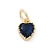 Brass Micro Pave Cubic Zirconia Pendants, Heart Charms, Rack Plating, Long-Lasting Plated, with Jump Ring, Prussian Blue, 9x7x3.5mm