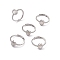 Oval Natural Labradorite Adjustable Rings, Platinum Tone Brass Jewelry for Women, 1.3~2.3mm, Inner Diameter: 17mm
