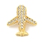 Rack Plating Brass Micro Pave Clear Cubic Zirconia Pendants, Long-Lasting Plated, Lead Free & Cadmium Free, Plane, Real 18K Gold Plated, 16x15x7mm, Hole: 4mm