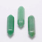 Faceted Natural Green Aventurine Healing Stones, Reiki Energy Balancing Meditation Therapy Wand, Double Terminated Points, for Wire Wrapped Pendants Making, No Hole/Undrilled, 30x9x9mm
