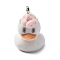 Flocky Resin Pendants, Duck, with Platinum Iron Loop, Snow, 30x20x23mm, Hole: 2mm