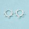 Brass Hoop Earring Findings, with Horizontal Loops, Teardrop, Cadmium Free & Lead Free, 925 Sterling Silver Plated, 15x16x1.5mm, Hole: 1.2mm, Pin: 0.9mm