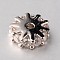 Brass Micro Pave Cubic Zirconia Spacer Beads, Flat Round, Cadmium Free & Lead Free, Clear, Platinum, 6x2mm, Hole: 1mm