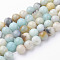 Natural Flower Amazonite Bead Strands, Round, 8~9mm, Hole: 1mm, about 45~47pcs/strand, 14.9 inch(38cm)