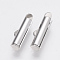 Brass Slide On End Clasp Tubes, Slider End Caps, Cadmium Free & Nickel Free & Lead Free, Platinum, 6x20x4mm, Hole: 1x3mm, Inner Diameter: 3mm