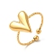 Ion Plating(IP) 304 Stainless Steel Heart Open Cuff Ring for Women, Real 18K Gold Plated, US Size 7 3/4(17.9mm)