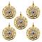 5Pcs Brass Micro Pave Clear Cubic Zirconia Pendants, with Enamel & Jump Rings, Long-Lasting Plated, for Religion, Flat Round with The Eye of Ra/Re, Real 18K Gold Plated, 20x18x3mm, Hole: 3mm