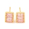 Brass Micro Pave Cubic Zirconia Stud Earrings for Women, Lead Free & Cadmium Free, Rectangle, Pearl Pink, Pearl Pink, 9.5x7.5mm