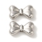 Rack Plating Alloy Beads, Cadmium Free & Nickel Free & Lead Free, Bowknot, Platinum, 10.5x18x4.5mm, Hole: 1.6mm