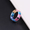Transparent Resin Finger Rings, Letter, Colorful, Inner Diameter: 16mm