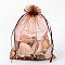 Organza Gift Bags with Drawstring, Wedding Party Christmas Favor Gift Bags, Organza Pouches for Potpourri, Chocolate, 23x17cm