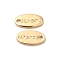 Brass Charms, Cadmium Free & Nickel Free & Lead Free, Oval with Word Season Charm, Real 18K Gold Plated, 9x5x1mm, Hole: 1mm