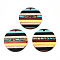 Transparent Resin & Walnut Wood Pendants, with Gold Foil, Flat Round Charm, Yellow, 30x3.5mm, Hole: 2mm