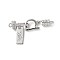Brass Micro Pave Cubic Zirconia Fold Over Clasps, Cadmium Free & Nickel Free & Lead Free, Rectangle, Platinum, 31mm, Hole: 1.8mm