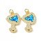 Brass Micro Pave Cubic Zirconia Pendants, Cadmium Free & Lead Free, with Synthetic Opal and Jump Ring, Real 16K Gold Plated, 20x14x3mm, Hole: 3.5mm