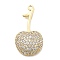 Brass Micro Pave Cubic Zirconia Pendants, Cherry Charms, Rack Plating, Long-Lasting Plated, Lead Free & Cadmium Free, Real 18K Gold Plated, 27.5x14.5x5.5mm, Hole: 1.5mm