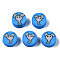Handmade Polymer Clay Beads, for DIY Jewelry Crafts Supplies, Flat Round with Elephant, Dodger Blue, 9~9.5x3.5~5mm, Hole: 1.6mm