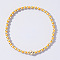Korean Style Glass Seed & Brass Round Beaded Stretch Bracelets for Women, Orange, Inner Diameter: 6-1/2 inch(16.5cm)