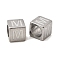 304 Stainless Steel European Beads, Large Hole Beads, Cube with Letter, Letter M, 7x7x7mm, Hole: 5.5mm