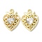 Eco-Friendly Alloy Pendants, with Glass, Heart, Golden, Clear, 20x15x4mm, Hole: 1.6mm