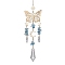 Aquamarine with Glass Pendant Decorations, With Alloy Finding, Butterfly, 255~257mm