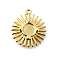 Sun Brass Pendant Cabochon Settings, Cadmium Free & Lead Free, Rack Plating, Golden, Tray: 5mm, 20x18x3mm, Hole: 1.4mm