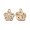 Alloy Rhinestone Pendants, Star Charms, Light Gold, 18x15x2.5mm, Hole: 1.2mm