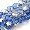 Electroplate Glass Beads, Half Plated, Faceted, Round, Royal Blue, 7.5~8mm, Hole: 1.2~1.3mm, about 67~68pcs/strand, 18.90~19.76 inch(48~50.2cm)
