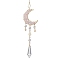 Alloy Cable Chains Moon Pendant Decorations, Natural Rose Quartz and Glass Pendants, for Home Decorations, 323mm
