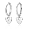 925 Sterling Silver Heart Hoop Earrings, Silver